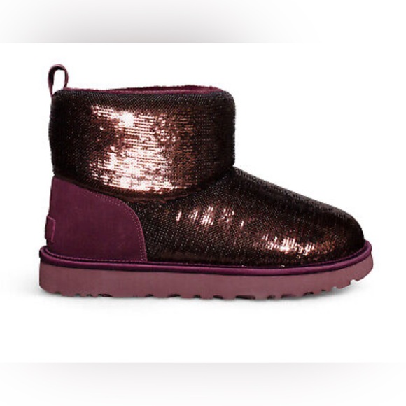 UGG Shoes - Ugg mirror Ball classic mini boots burgundy new 10 sequined